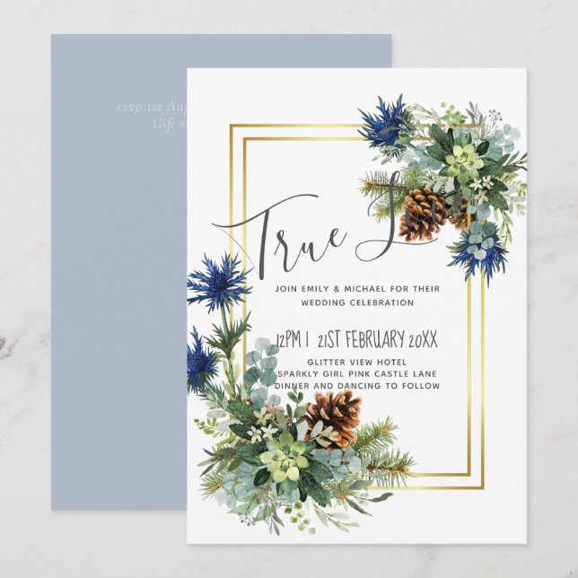 Winter Blue Thistle Eucalyptus Wedding Wonderland (Front/Back)