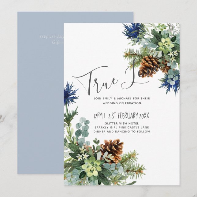 Winter Blue Thistle Eucalyptus Wedding Wonderland (Front/Back)