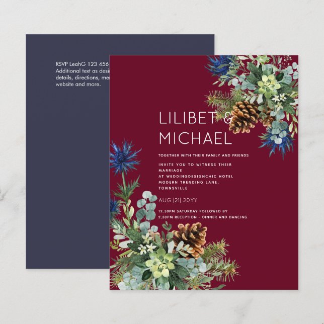 Winter Blue Thistle Eucalyptus Wedding Wonderland (Front/Back)