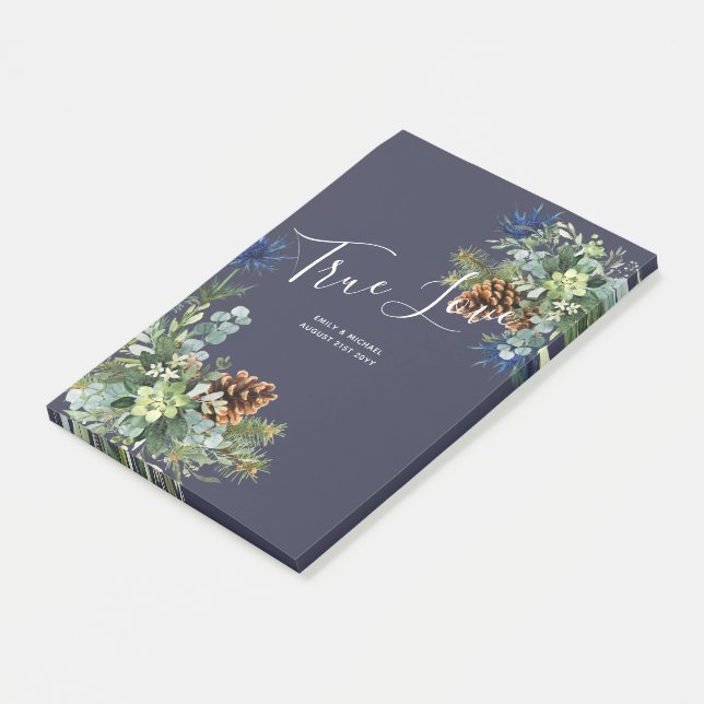 Winter Blue Thistle Eucalyptus Wedding Wonderland Post-it Notes (Angled)