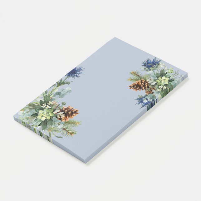 Winter Blue Thistle Eucalyptus Wedding Wonderland Post-it Notes (Angled)