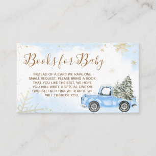 Winter Blue Truck Baby Shower Books for Baby Enclosure Card