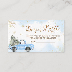 Winter Blue Truck Baby Shower Diaper Raffle Enclosure Card