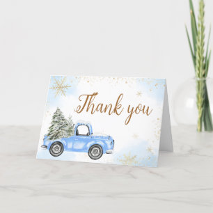 Winter Blue Truck Baby Shower  Thank You Card