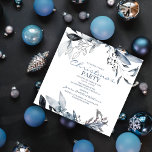 Winter Blue Watercolor | Christmas Holiday Party Invitation<br><div class="desc">Winter blue watercolor christmas holiday party invitations,  featuring adisplay of wintery blue and grey watercolor foliage,  berries and ferns. With a modern invitation template which is easily edited,  you can also change the font styles and background colour by clicking on the customise further link after personalising.</div>