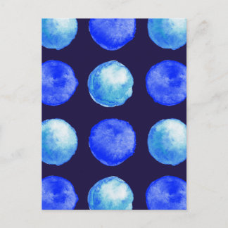 Winter Blue Watercolor Large Dots Pattern Postcard