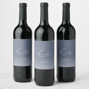 Winter Blue Wedding Thank You Favour Wine Label
