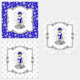 Winter Blue Whippet Snow Scarf - Fawn & white Cute