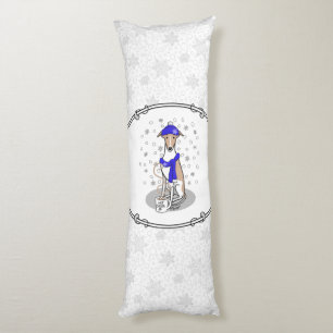 Winter Blue Whippet Snow Scarf - Fawn & white Cute Body Cushion
