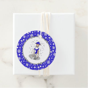 Winter Blue Whippet Snow Scarf - Fawn & white Cute Favour Tags