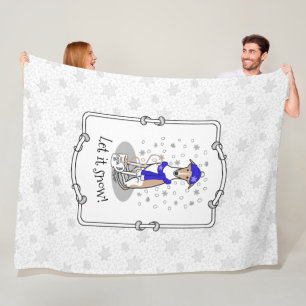 Winter Blue Whippet Snow Scarf - Fawn & white Cute Fleece Blanket