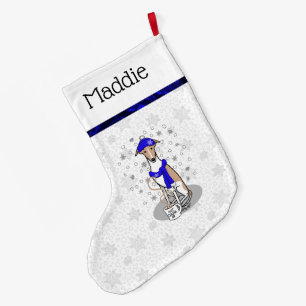 Winter Blue Whippet Snow Scarf - Fawn & white Cute Large Christmas Stocking
