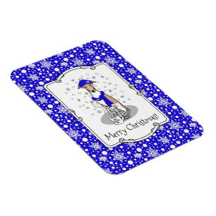 Winter Blue Whippet Snow Scarf - Fawn & white Cute Magnet