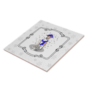 Winter Blue Whippet Snow Scarf - Fawn & white Cute Tile