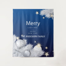 Winter blue white Christmas star tree decorations