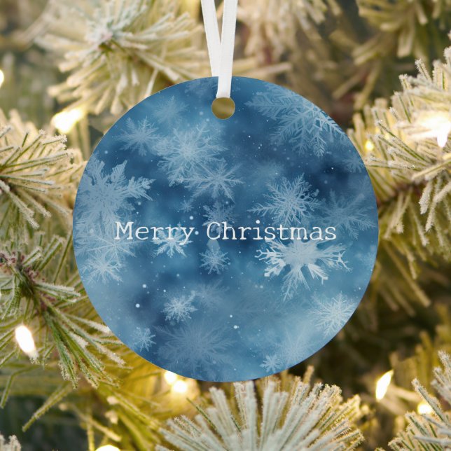 Winter Blue White Snowflakes Christmas Metal Tree Decoration (Insitu)
