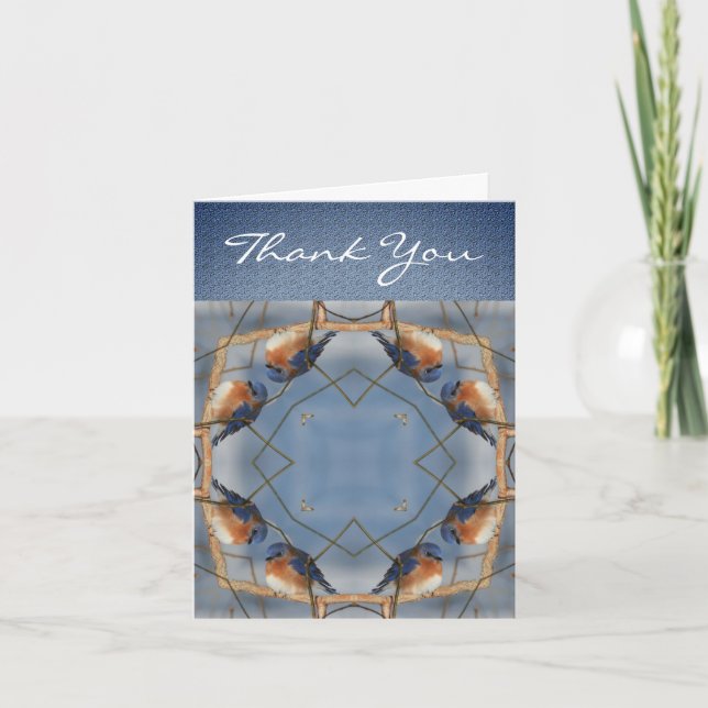 Winter Bluebird Abstract Art Thank You Card (Front)