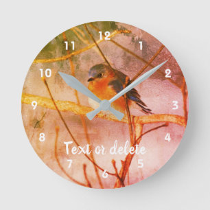 Winter Bluebird Abstract Personalised Round Clock