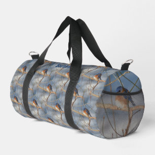 Winter Bluebird Animal Pattern Personalised   Duffle Bag