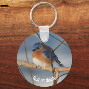 Winter Bluebird Animal Personalised Key Ring