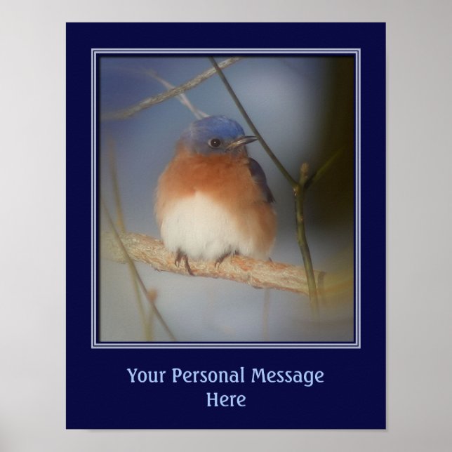 Winter Bluebird Animal Personalised Poster (Front)