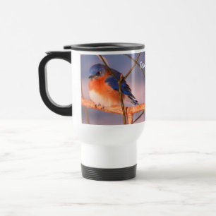 Winter Bluebird Animal Personalised  Travel Mug
