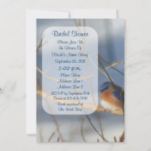 Winter Bluebird Art Bridal Shower  Invitation
