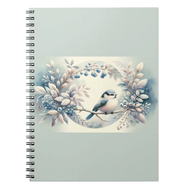 Winter Bluebird Berry Wreath Notebook (Front)
