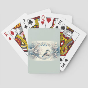 Winter Bluebird Berry Wreath Playing Cards