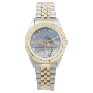 Winter Bluebird Buddha Peace Inspirational Quote  Watch