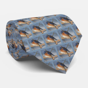Winter Bluebird Nature Art Tie