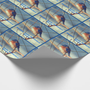 Winter Bluebird Personalised Birthday Wrapping Paper