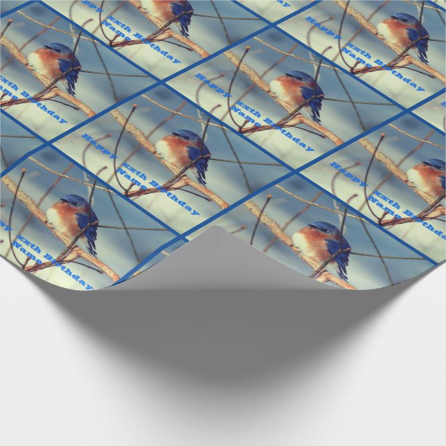Winter Bluebird Personalised Birthday  Wrapping Paper (Corner)