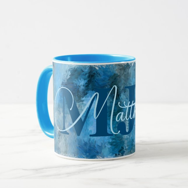 Winter Blues Impressions Monogrammed Mug (Front Left)