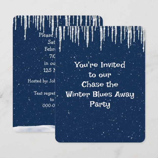 Winter Blues Party Invitation (Front/Back)