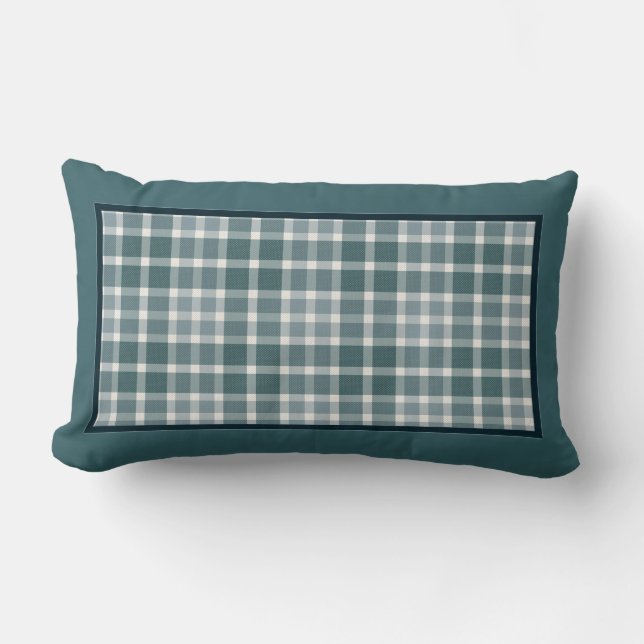 Winter Blues Plaid Throw Pillow (Front)