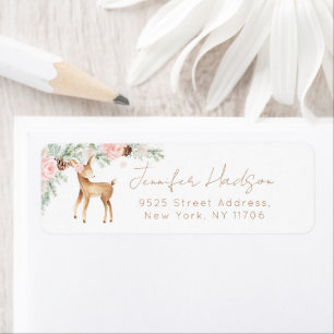 Winter blush pink deer minimalist Return Address
