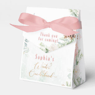 Winter blush pink winter onederland girl birthday favour box