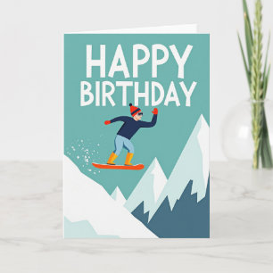 Winter Boarder Birthday Card