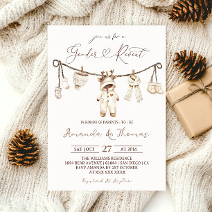 Winter Boho Clothesline Gender Reveal Invitation