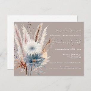 Winter Boho Floral Beige Rehearsal Dinner Invitation