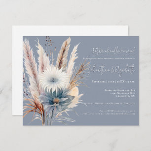Winter Boho Floral   Blue Rehearsal Dinner Invitation