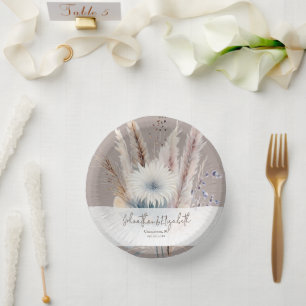 Winter Boho Floral Wedding   Beige Paper Plate