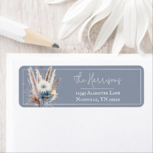 Winter Boho Floral Wedding Blue Address