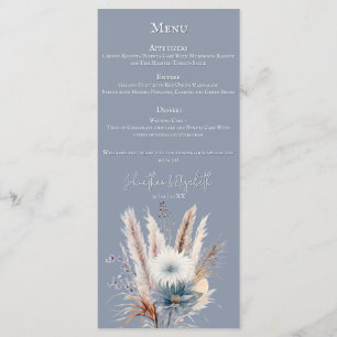 Winter Boho Floral Wedding Blue Menu