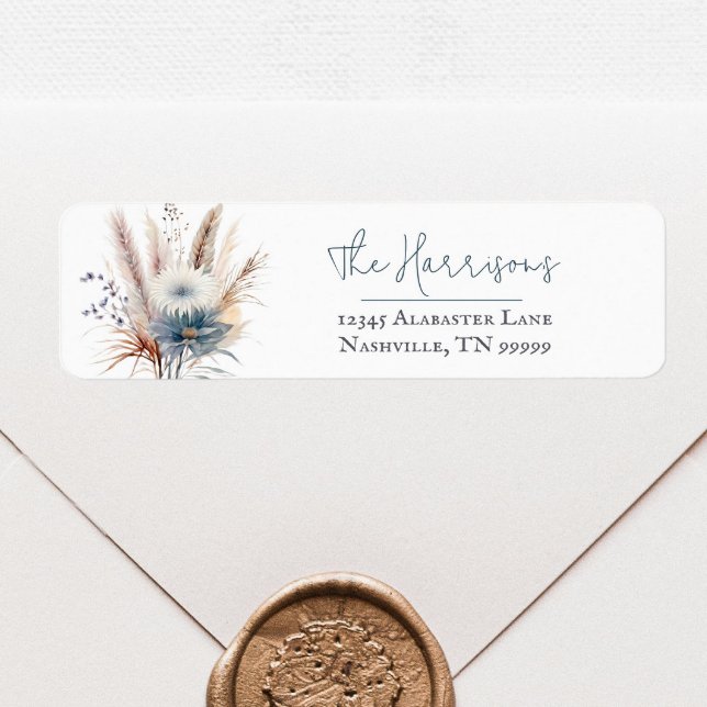 Winter Boho Floral Wedding | White Address (White Winter Boho Floral Wedding Address Labels)