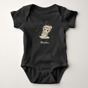 Winter Boho Penguin With Stars And Name Baby Bodys Bodysuit
