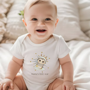 Winter Boho Penguin With Stars And Text Baby Bodysuit