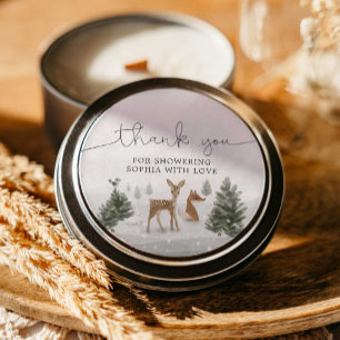 Winter Boho Woodland Baby Shower Favour Sticker