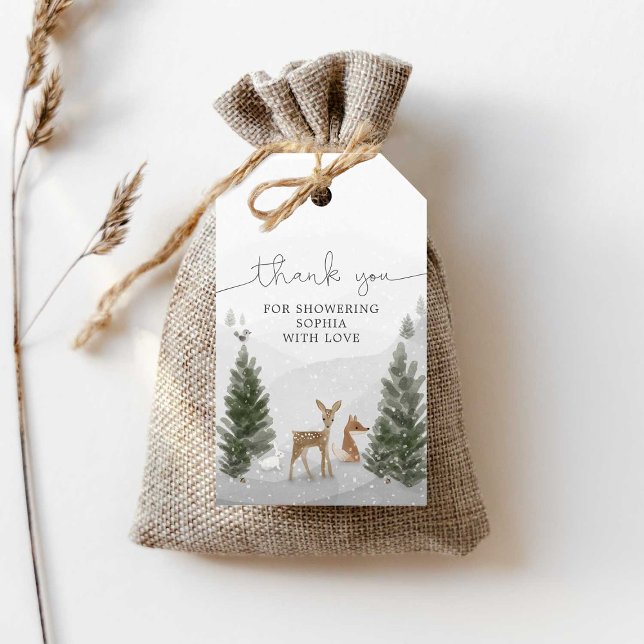Winter Boho Woodland Baby Shower Favour Tag (Creator Uploaded)